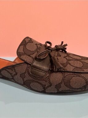 Coach Black/Gray Signature Tassel Slip-On Loafers